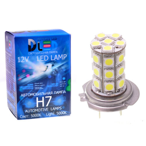 фото Светодиодная автомобильная лампа h7 - 27 smd 5050 (1 лампа в упаковке) dled