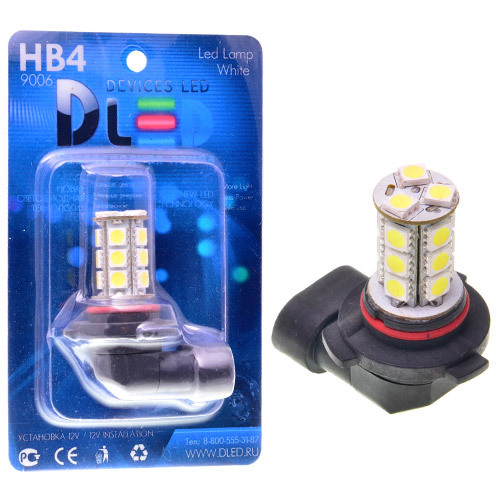 фото Светодиодная автомобильная лампа hb4 9006 - 18 smd 5050 (1 лампа в упаковке) dled