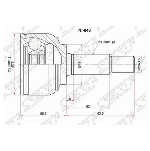 

Шрус наружный NISSAN NOTE E11 06-13/MICRA K12 02-10