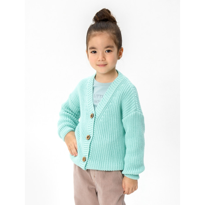 Кардиган детский Amarobaby AB-OD21-KNIT19, бирюзовый, 140 amarobaby топ с длинными рукавами на завязках generation