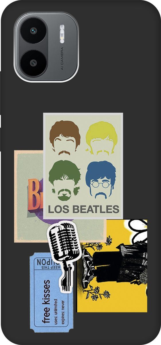 

Чехол на Xiaomi Redmi A1 с 3D принтом "Beatles Stickers" черный, Черный;белый, 159273