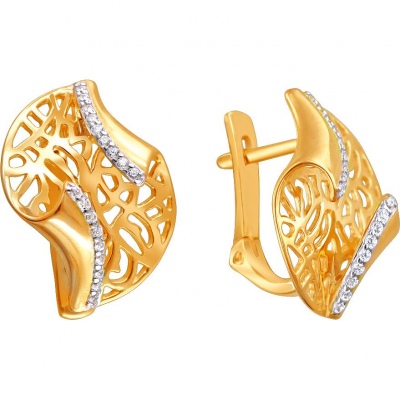 

Серьги из красного золота с фианитом Эстет 01С1110512, 01С1110512