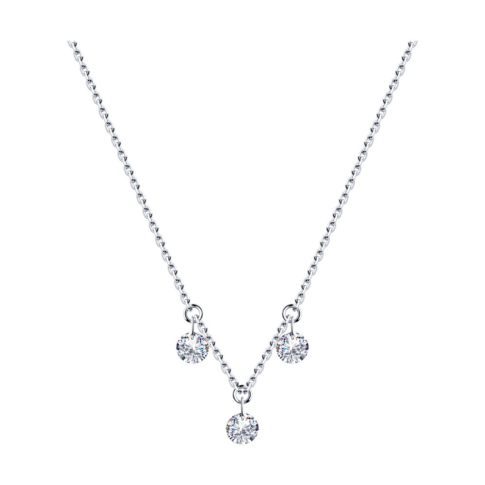 

Колье из серебра 45 см SOKOLOV 94070462, фианит, 94070462