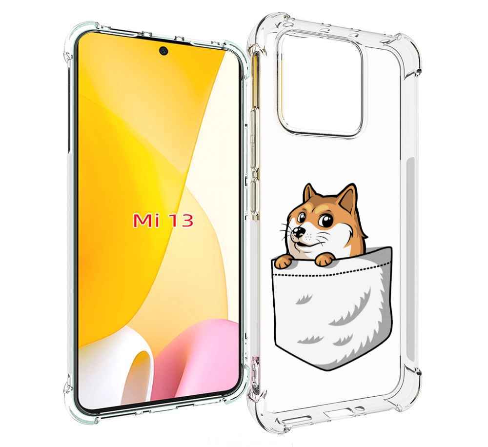 

Чехол MyPads Корги в кармане для Xiaomi 13, Прозрачный, Tocco