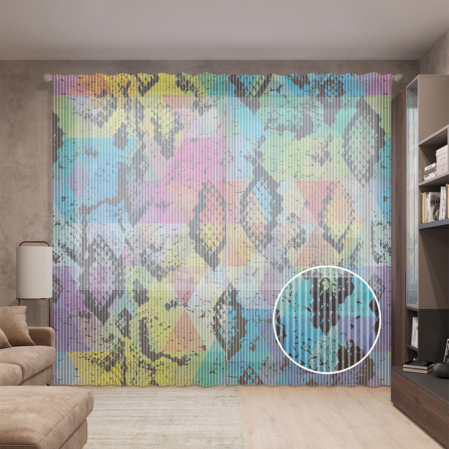 

Тюль вуаль на шторной ленте с принтом JoyArty "Радужная шкура дракона", 310х265 см, Радужная шкура дракона