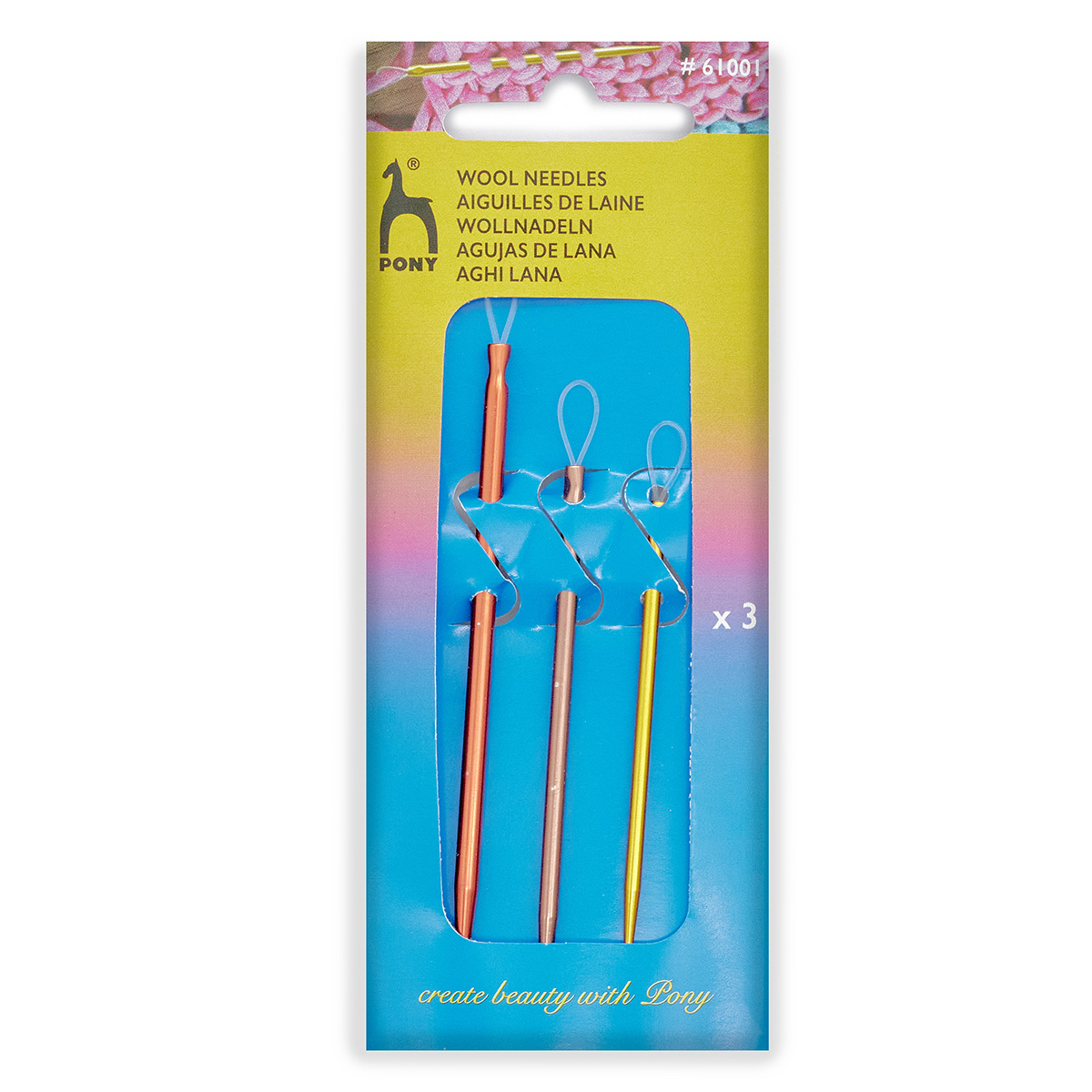 

Иглы для пряжи и шерсти № 2,25-3,25, с нейлоновой петлей, PONY Knitters/Wool, 61001, 3 шт