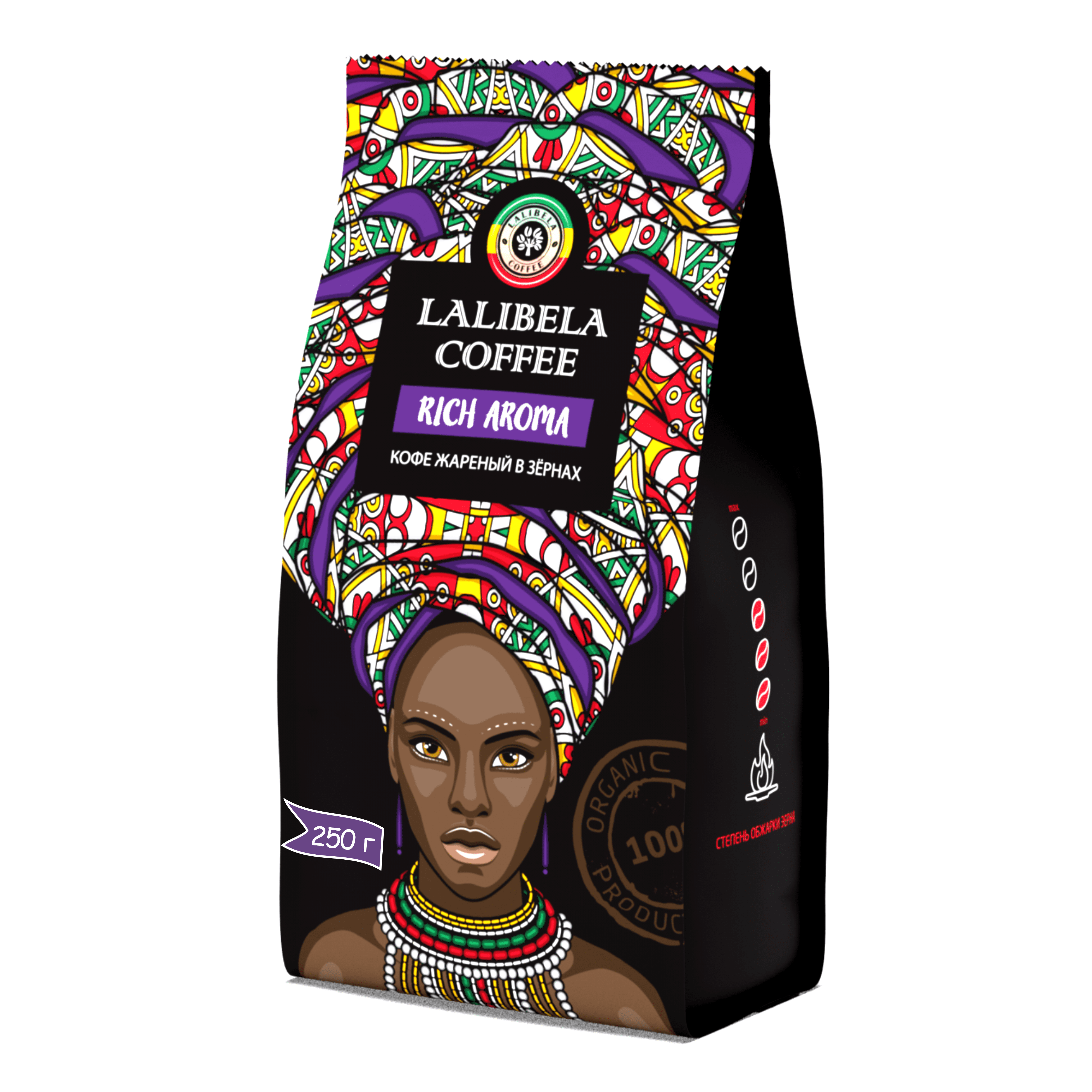 Кофе в зернах LALIBELA COFFEE Rich Aroma арабика 50%, робуста 50%, 250 г