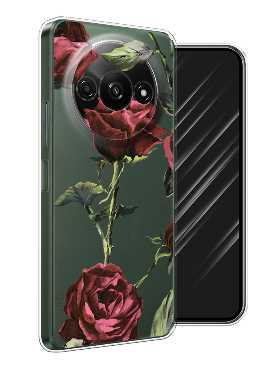 

Чехол Awog на Redmi A3 "Бордовые розы фон", Бордовый, 321250-1