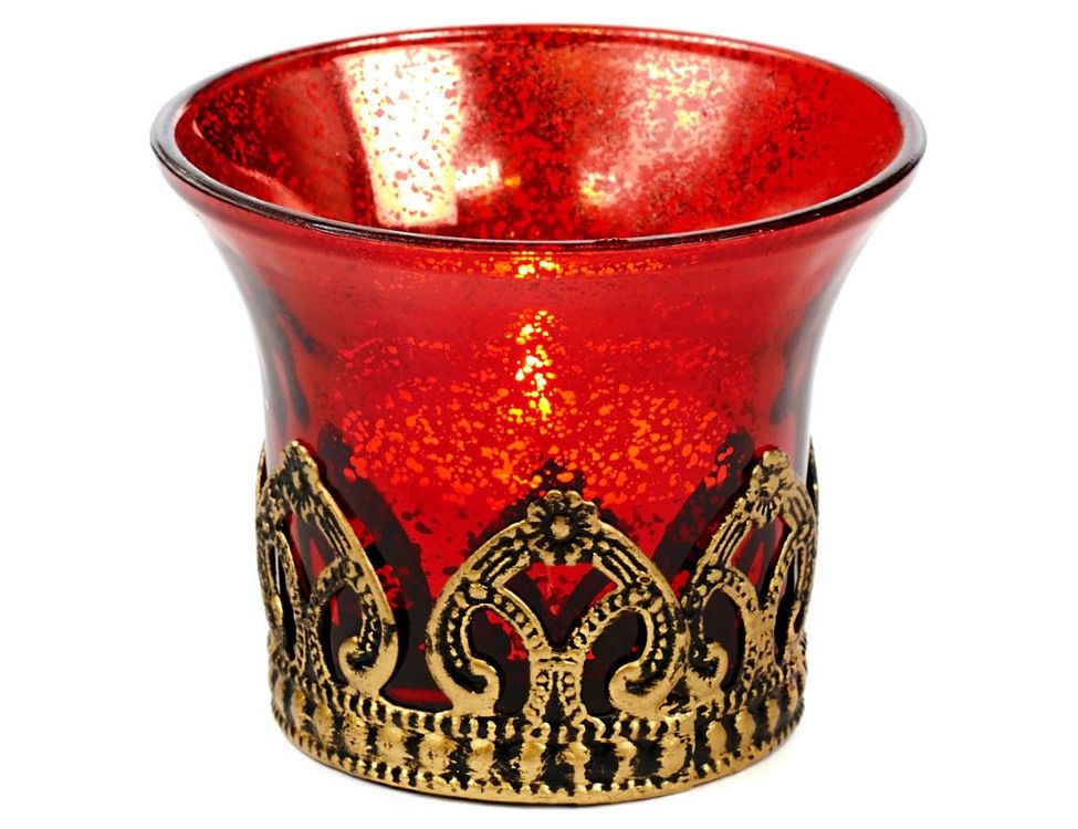 фото Подсвечник под чайную свечу кармелио, стеклянный, красный, 7 см, goodwill, арт. fi10220
