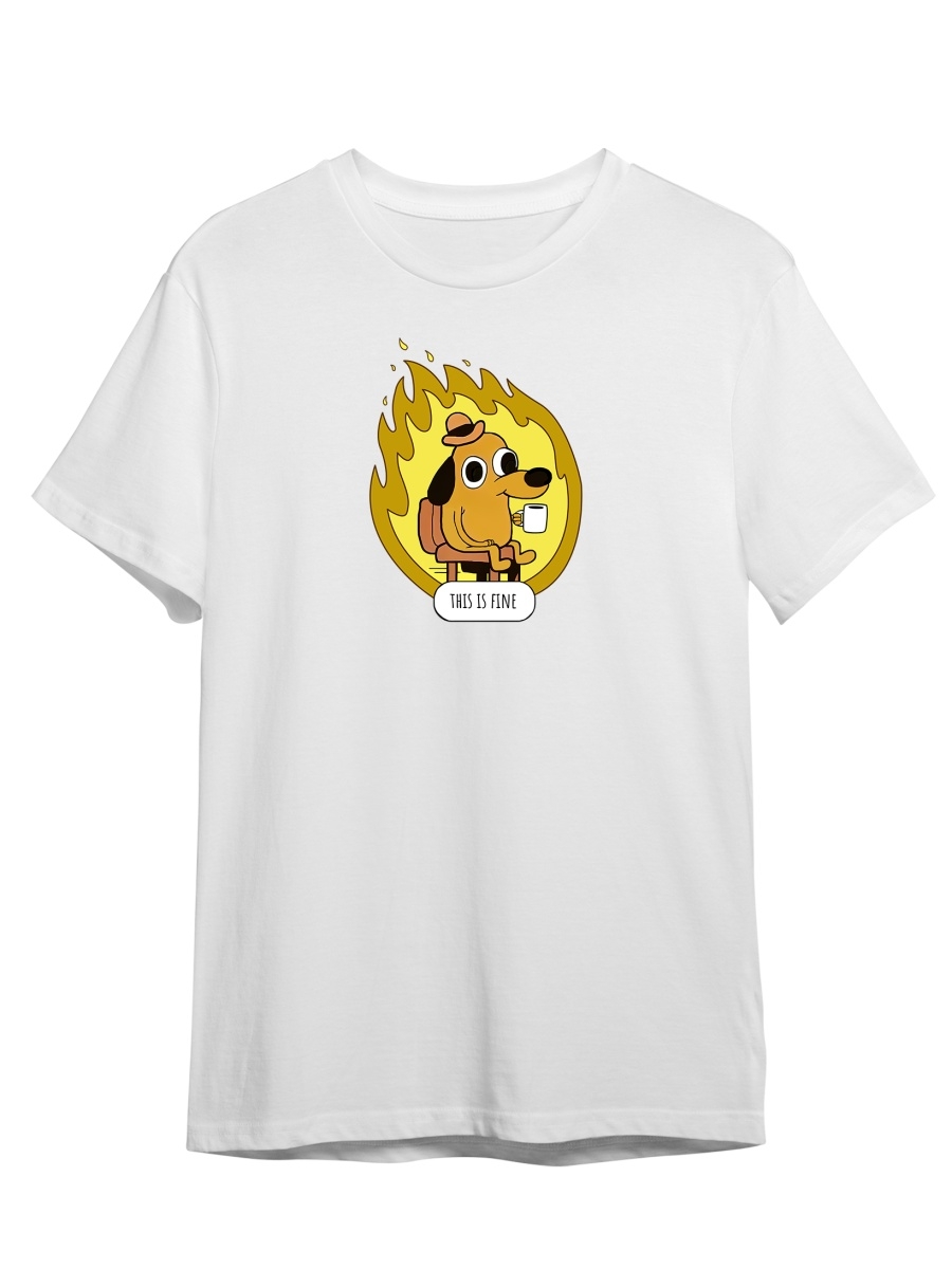 

Футболка унисекс СувенирShop This is fine/Все хорошо/Собака 5 белая XL (50-52), Белый, "This is fine/Все хорошо/Собака" 5