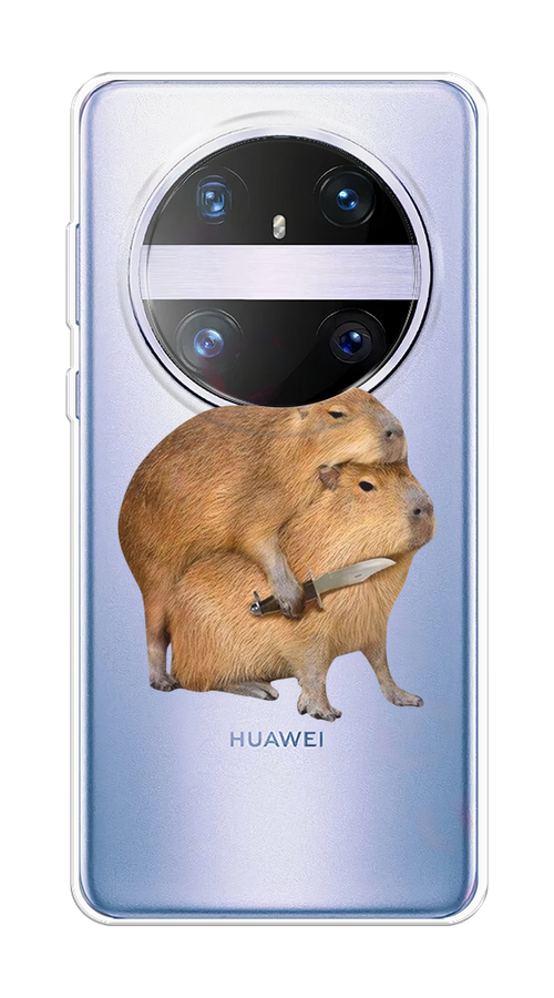 

Чехол на Huawei Mate 60 Pro "Капибара с ножом", Бежевый, 6122250-1