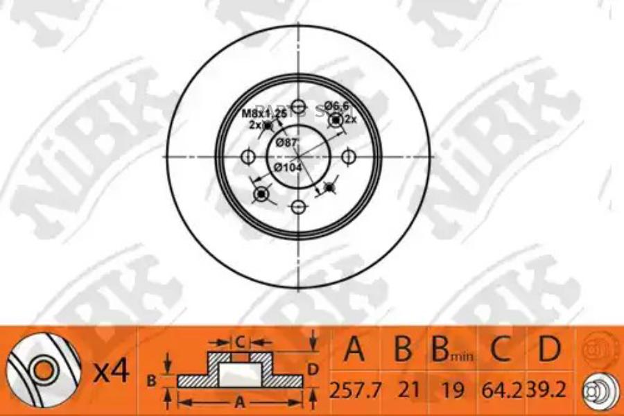Тормозной диск NiBK комплект 2 шт. RN1376