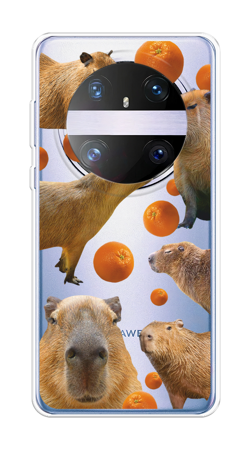 

Чехол на Huawei Mate 60 Pro "Капибара и апельсины", Бежевый;оранжевый, 6122250-1