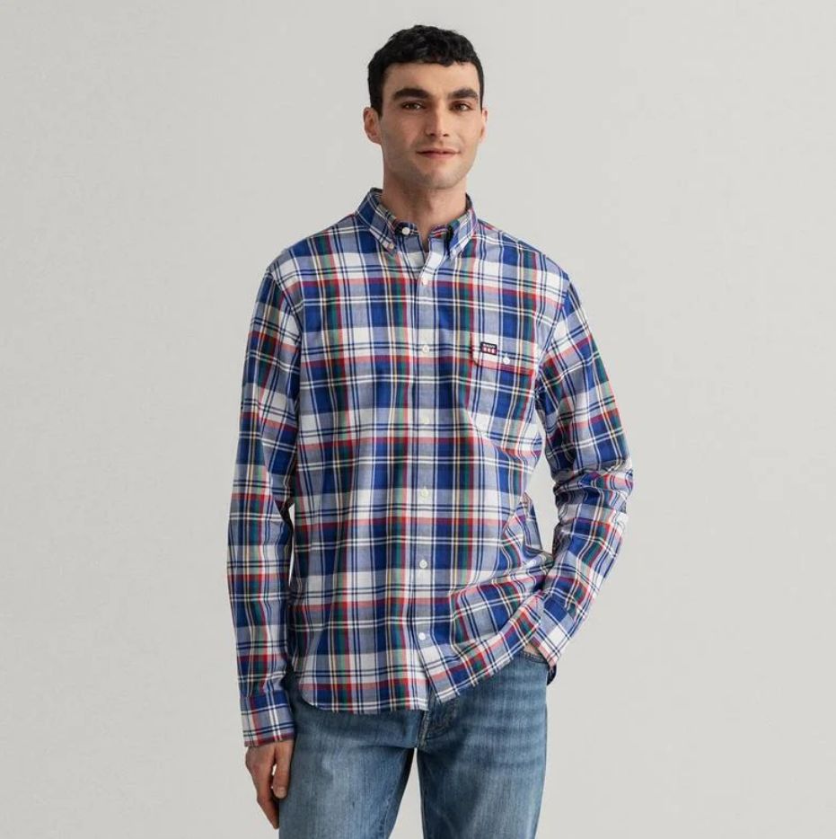 

Рубашка мужская GANT 3037430 синяя S, Синий, 3037430