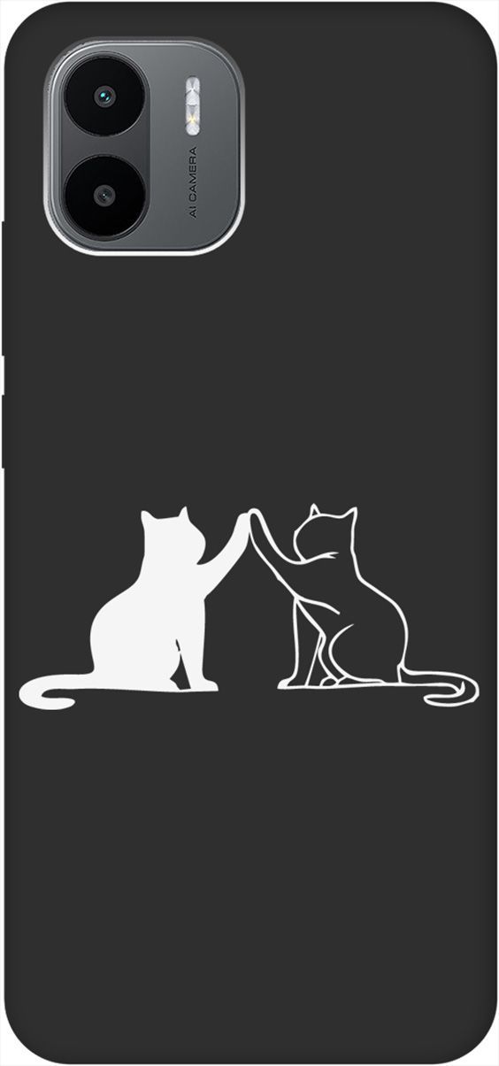 

Матовый Soft Touch Чехол на Xiaomi Redmi A1 с 3D принтом "Cats W" черный, Черный;белый, 159273