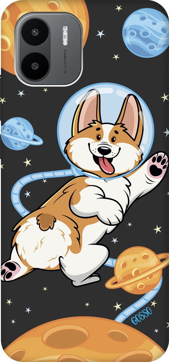 

Чехол на Xiaomi Redmi A1 с 3D принтом "CosmoCorgi" черный, Черный;коричневый, 159272