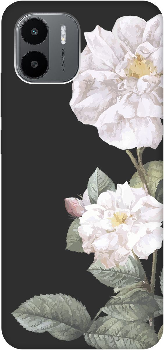 

Чехол на Xiaomi Redmi A1 с 3D принтом "White Rose" черный, Черный;желтый, 159272