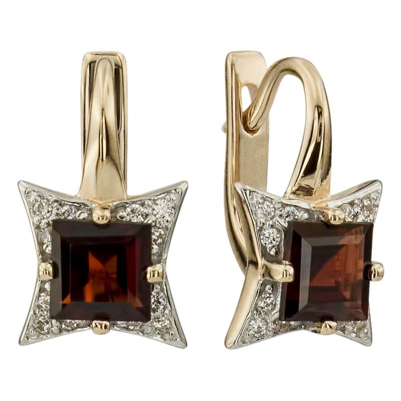 

Серьги из желтого золота с гранатом, фианитом ALORIS Серьги 1570ГКц, Серьги 1570ГКц