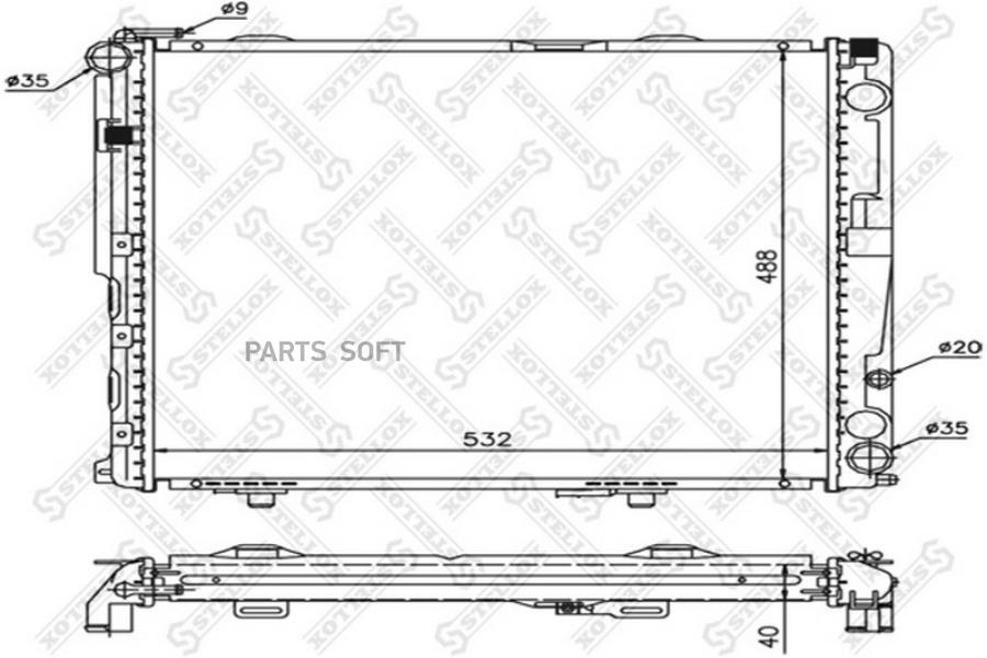 

STELLOX 10-25904-SX_радиатор системы охлаждения!\ MB W124 2.5D/3.0D 93-95 1шт