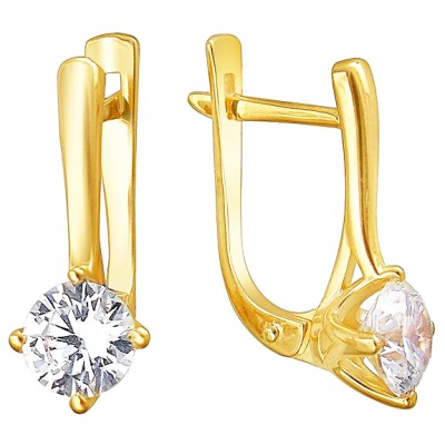 

Серьги из желтого золота с фианитом Эстет 01С138529, 01С138529