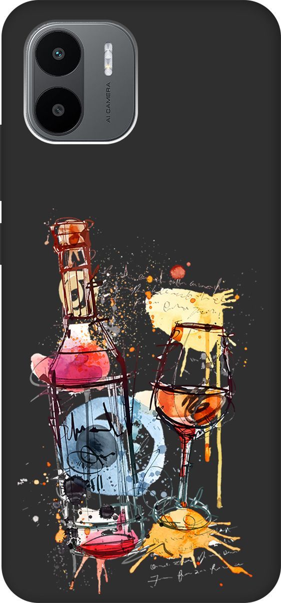 

Чехол на Xiaomi Redmi A1 с 3D принтом "Aquarelle Wine" черный, Черный;голубой, 159272