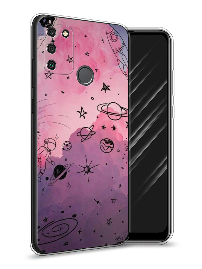 

Чехол Awog на Honor 9A "Радуга планет 3", Черный;розовый, 612350-4
