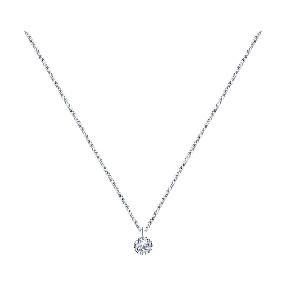 

Колье из серебра 50 см SOKOLOV 94070460, фианит, 94070460