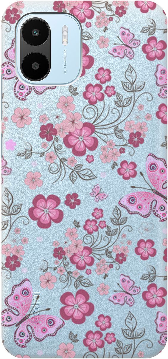 

Чехол на Xiaomi Redmi A1 "Butterflies and Flowers" прозрачный, Прозрачный;розовый, 159269