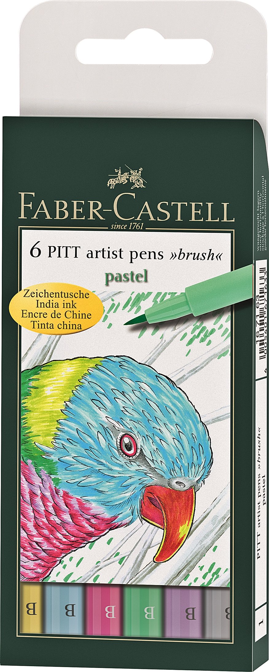 фото Набор капиллярных ручек faber-castell pitt artist pen brush pastel 167163 6 цветов