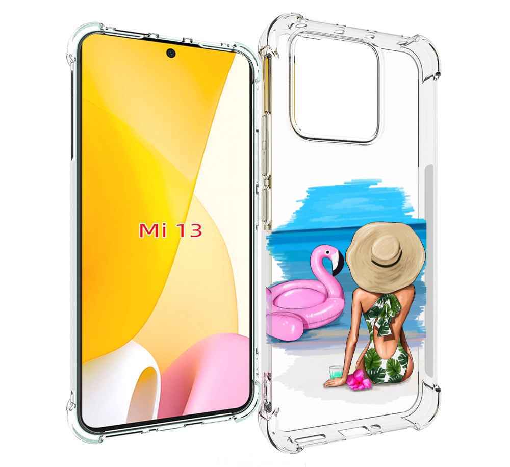 

Чехол MyPads Девушка-и-фламинго женский для Xiaomi 13, Прозрачный, Tocco