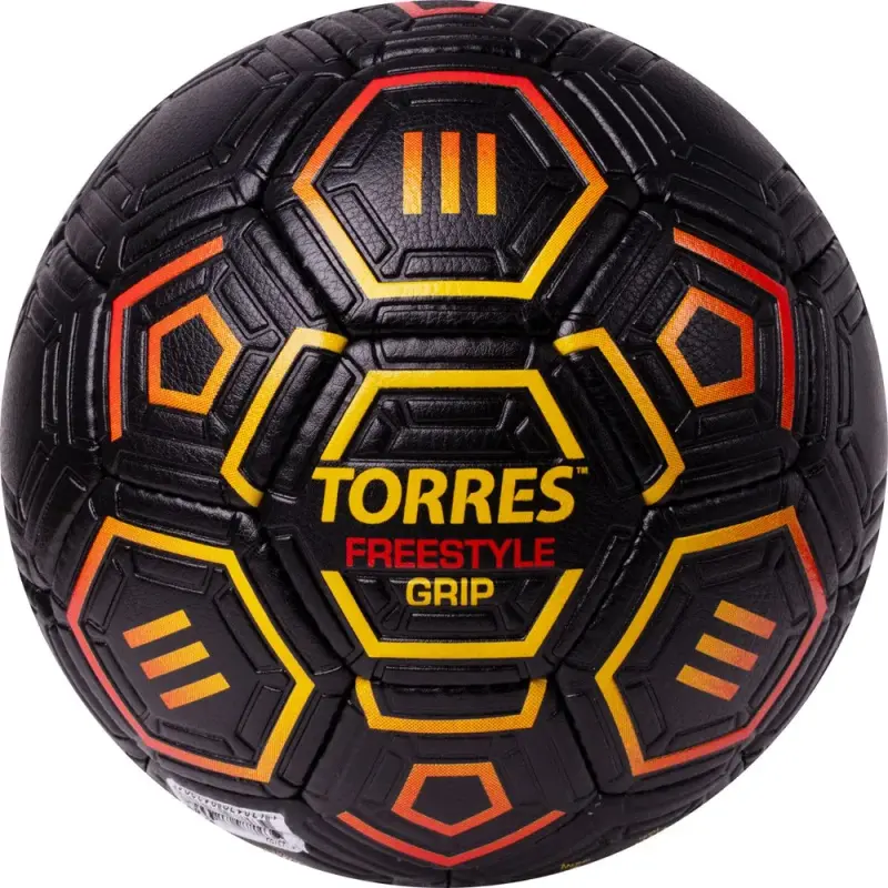 

Мяч футбольный TORRES Freestyle Grip, F323765, р.5, 32 пан., руч. сшивка, черно-желт-красн, Белый;черный, F323765