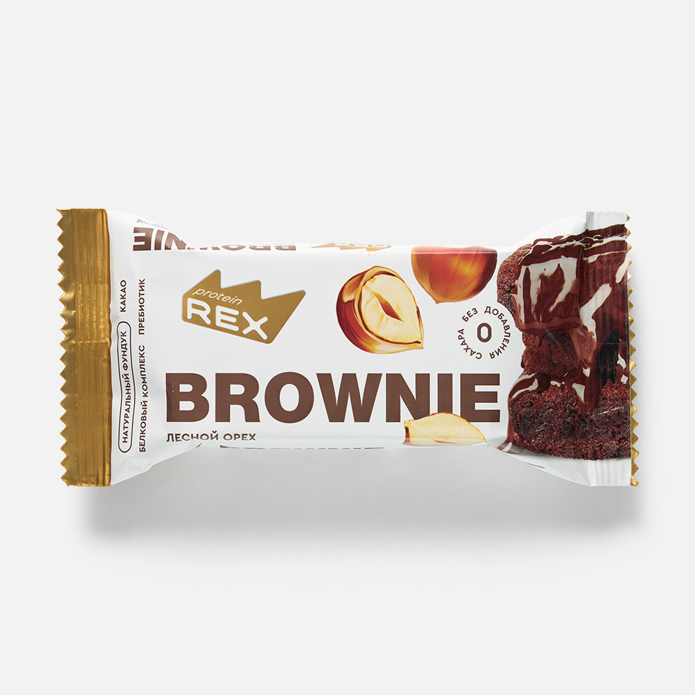 

Протеиновое пирожное ProteinRex Brownie, без сахара, лесной орех, 50 г