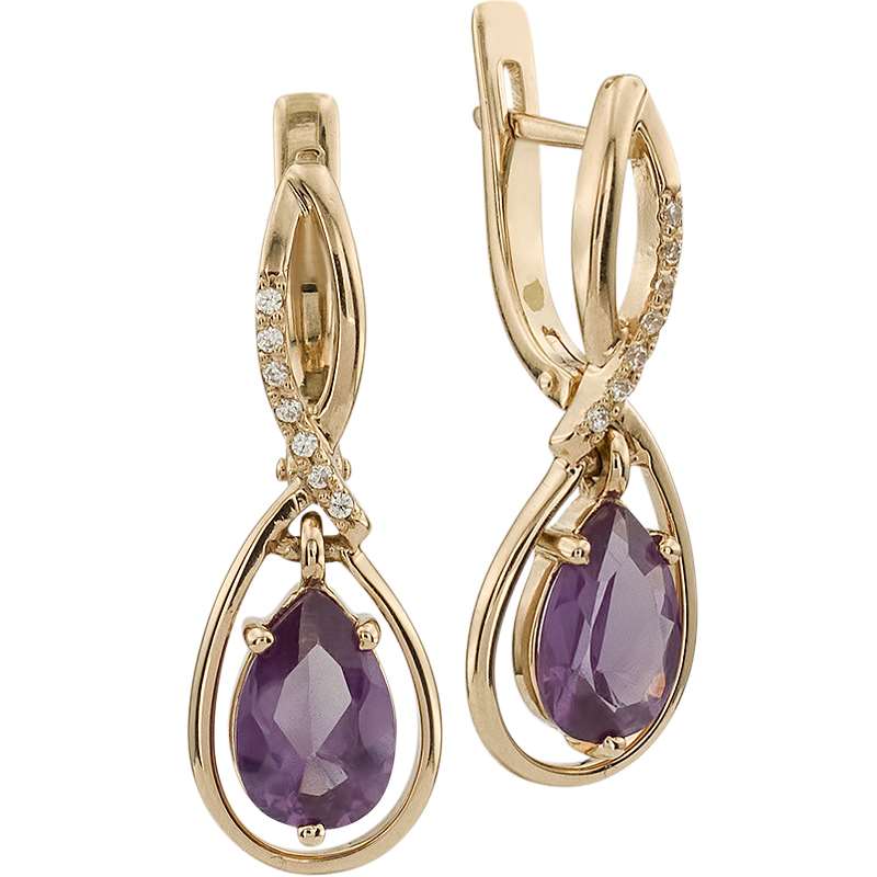 

Серьги из красного золота с александритом, фианитом ALORIS Серьги 1440АлКц, Серьги 1440АлКц