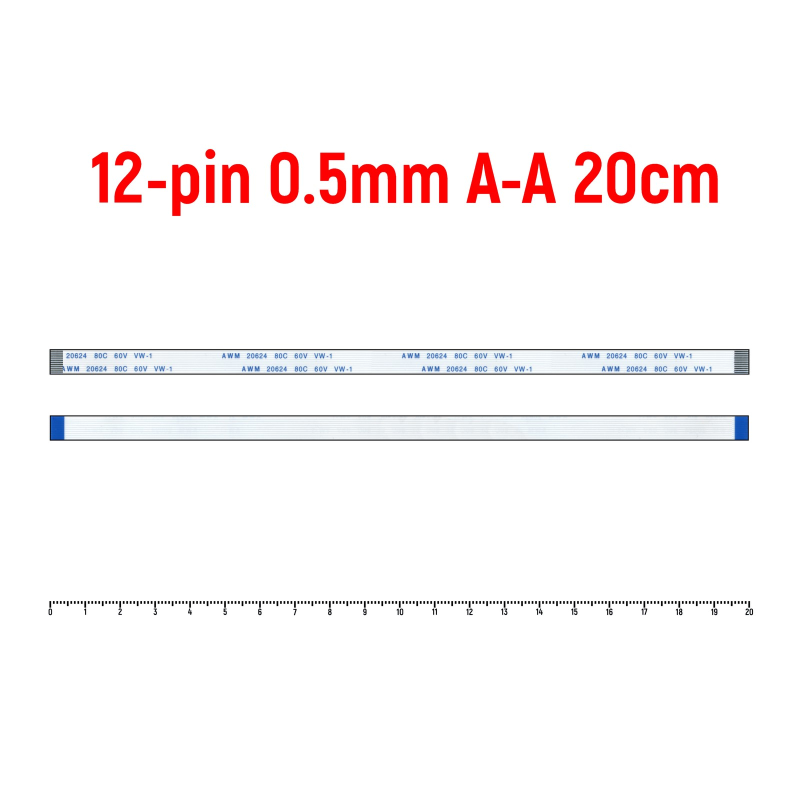 

Шлейф тачпада для ноутбука Asus K43S FFC 12-pin Шаг 0.5mm Длина 20cm Прямой A-A AWM 20624