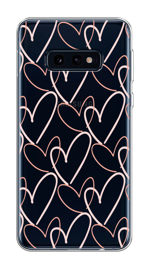 

Чехол на Samsung Galaxy S10E "Узор из сердечек", Розовый;бежевый, 27250-6