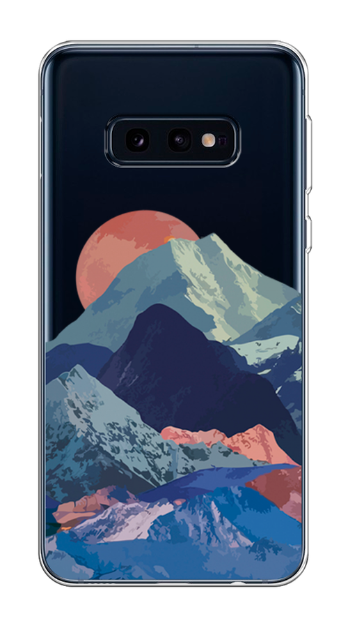 

Чехол на Samsung Galaxy S10E "Закат в снежных горах", Красный;серый;голубой, 27250-2