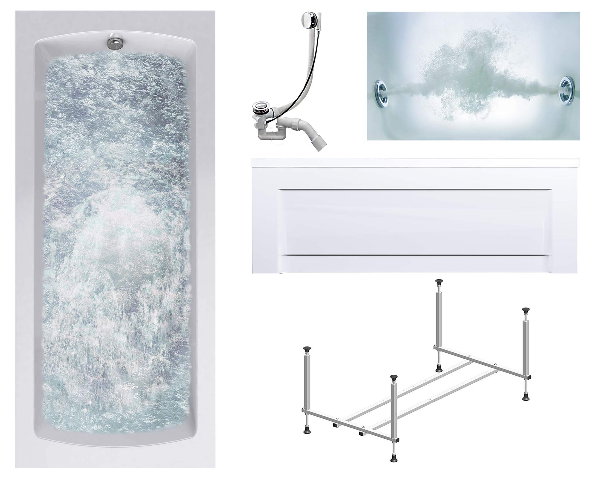 

Гидромассажная ванна TIMO 6 форсунок с фронтальной панелью RITTA1880, Белый