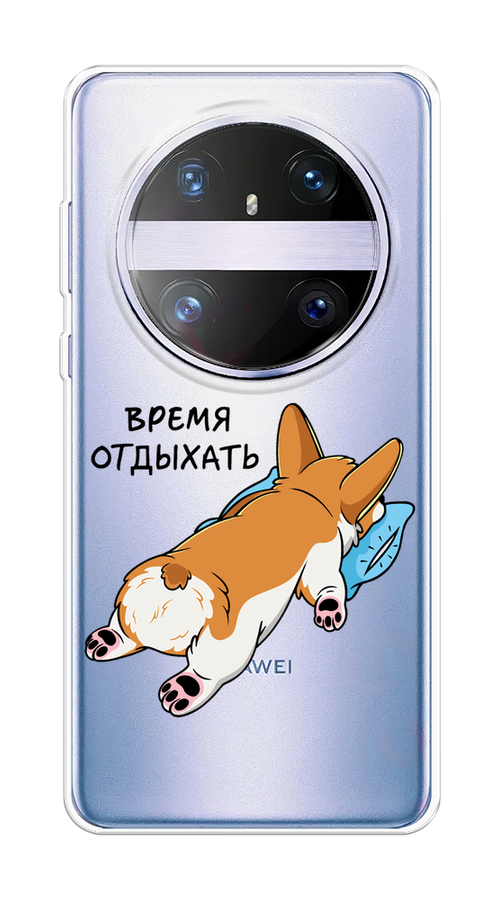 

Чехол на Huawei Mate 60 Pro "Корги отдыхает", Черный;коричневый;голубой, 6122250-1