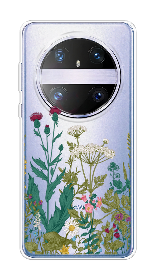 

Чехол на Huawei Mate 60 Pro "Дикие полевые цветы", Зеленый;розовый;белый, 6122250-1