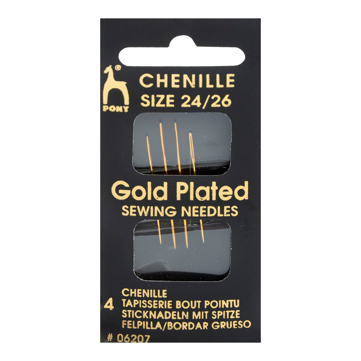 

Иглы для вышивания гладью и синелью № 24-26 PONY Chenille GOLD, 06207, позолоченные, 4 шт
