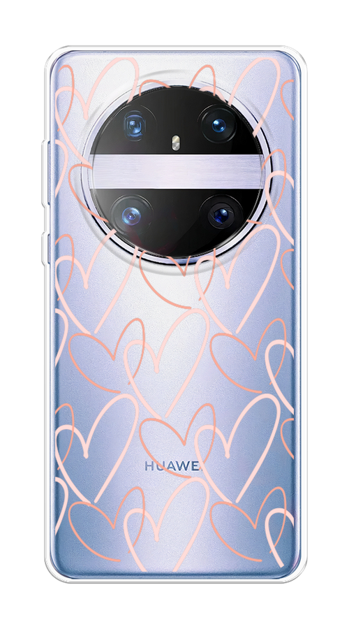 

Чехол на Huawei Mate 60 Pro "Узор из сердечек", Розовый;бежевый, 6122250-1