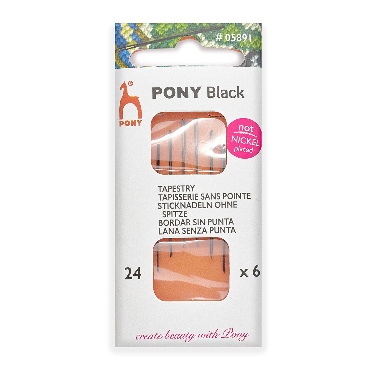 

Иглы для вышивания гобеленовые № 24, ручные, PONY Tapestry BLACK, 05891, 6 шт