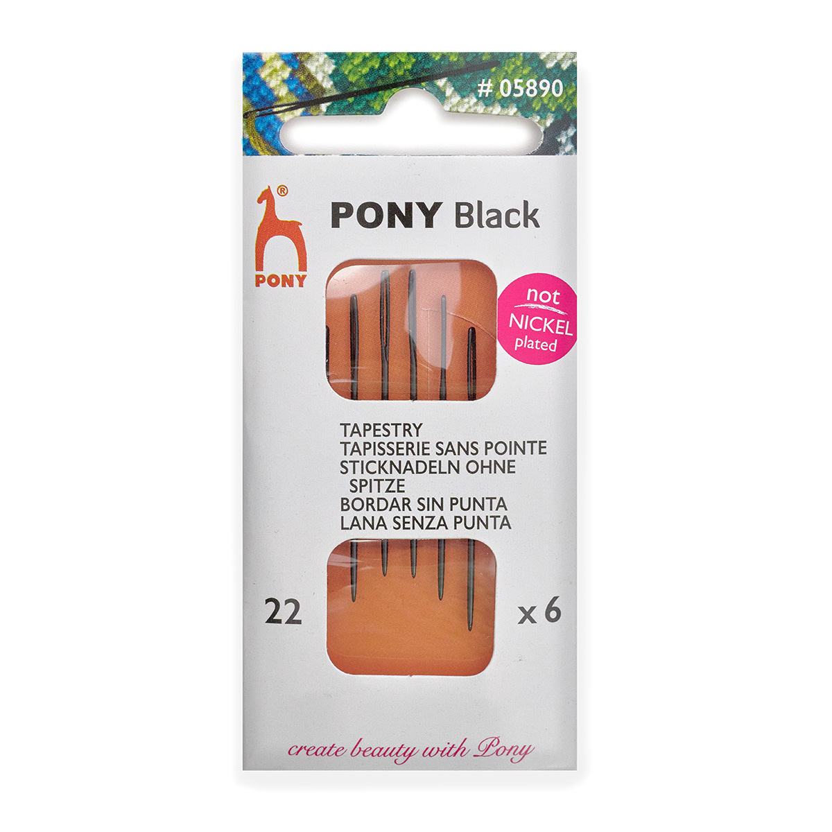 

Иглы для вышивания гобеленовые № 22, ручные, PONY Tapestry BLACK, 05890, 6 шт