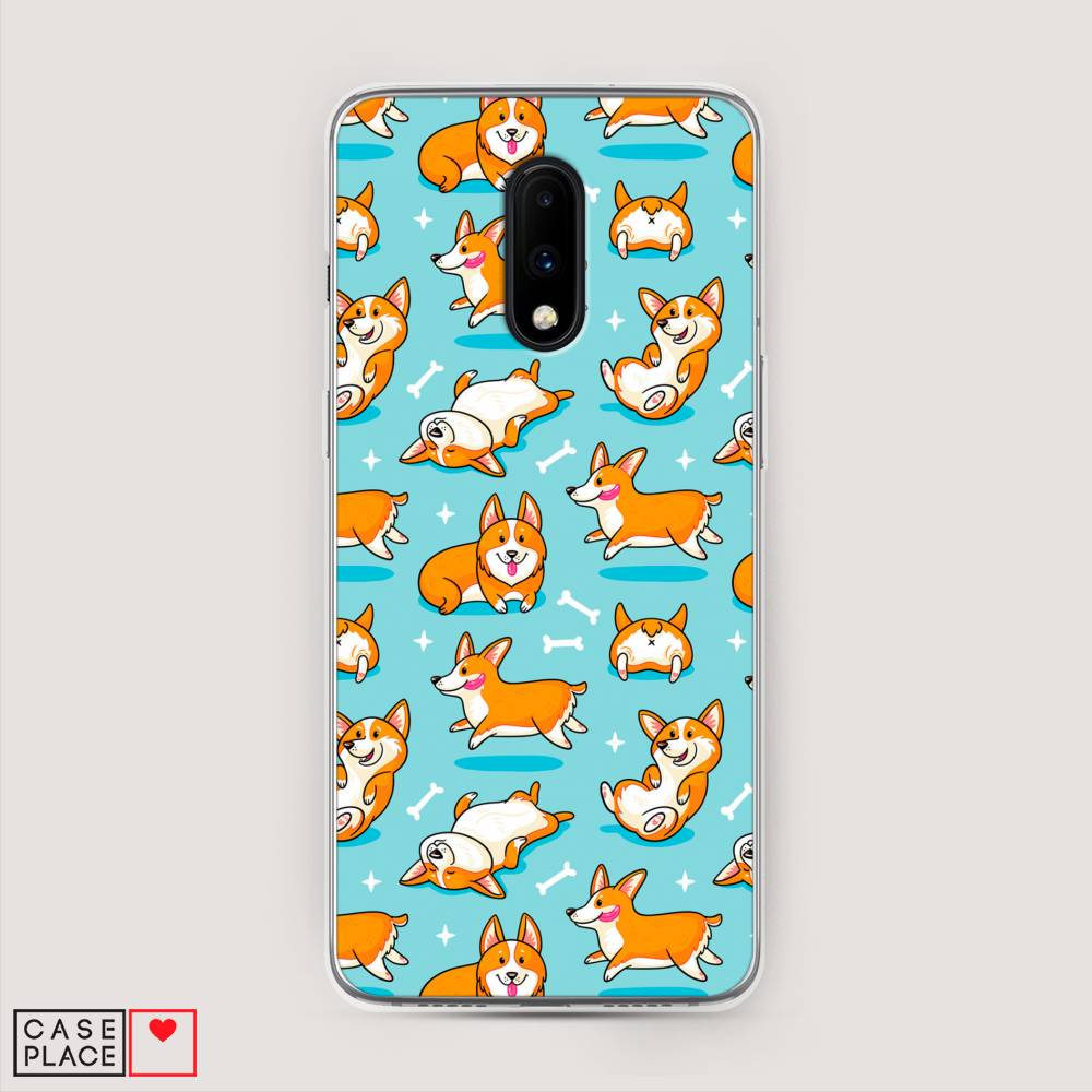 

Чехол Awog на OnePlus 7 / ВанПлас 7 "Веселые корги", Коричневый, 150750-2
