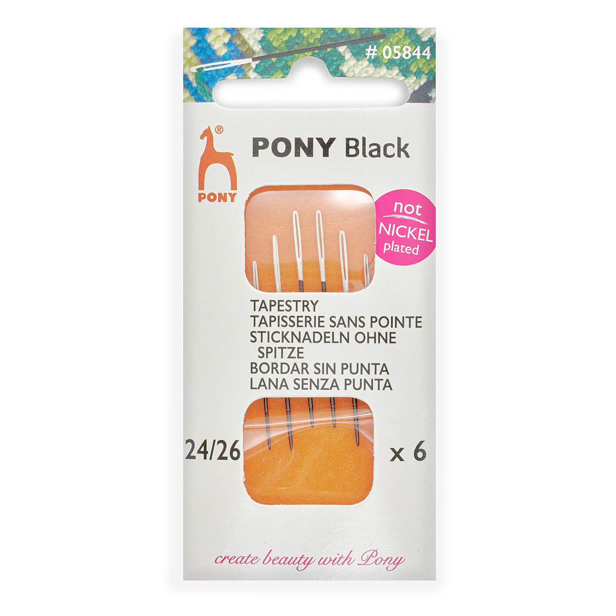 

Иглы для вышивания гобеленовые № 24-26, белое ушко, PONY Tapestry BLACK, 05844, 6 шт