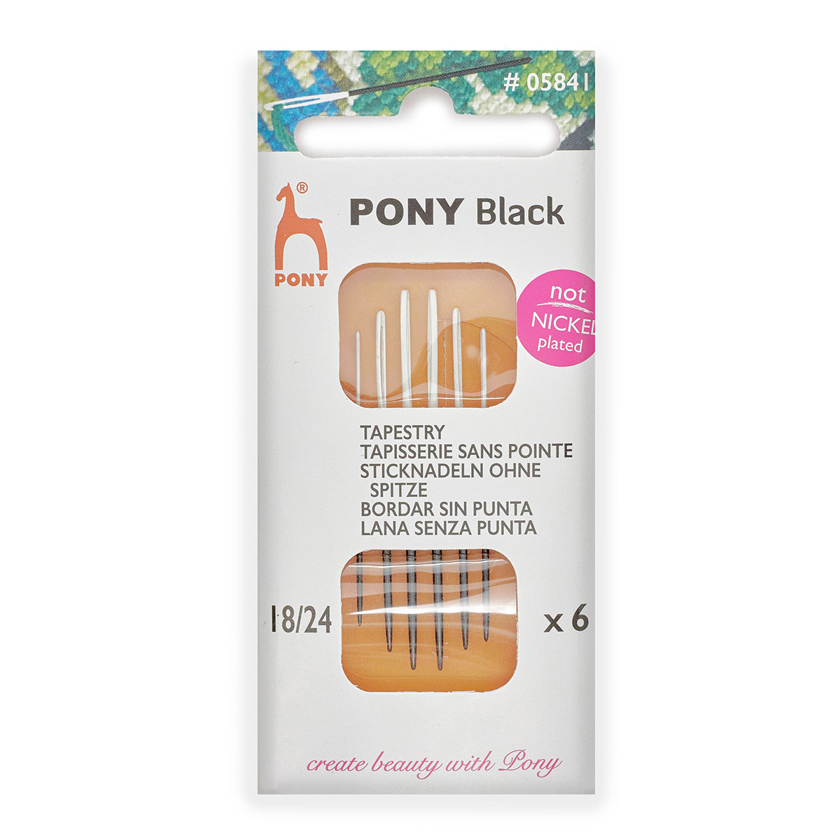 

Иглы для вышивания гобеленовые № 18-24, белое ушко, PONY Tapestry BLACK, 05841, 6 шт