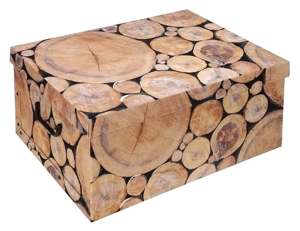 Коробка для хранения деревянные кругляшки, 51х37х24 см, Koopman International