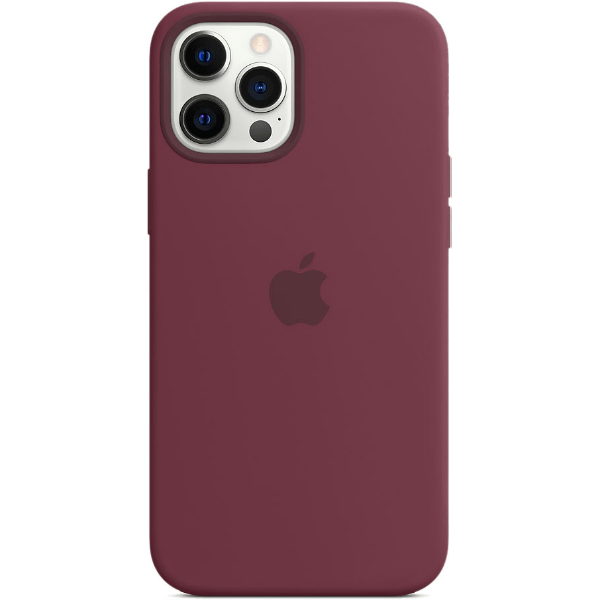 фото Чехол для iphone 12 pro max silicon case plum (magsafe + анимация nfc) c logo nobrand