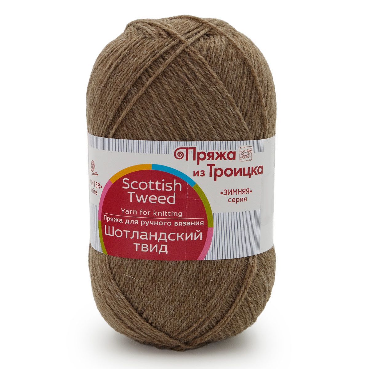 Пряжа для вязания из Троицка Шотландский твид 100г (1019 серобежевый меланж), 10 мотков