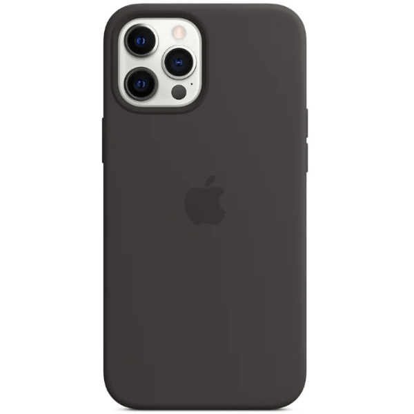 фото Чехол для iphone 12 pro max silicon case black (magsafe + анимация nfc) c logo nobrand